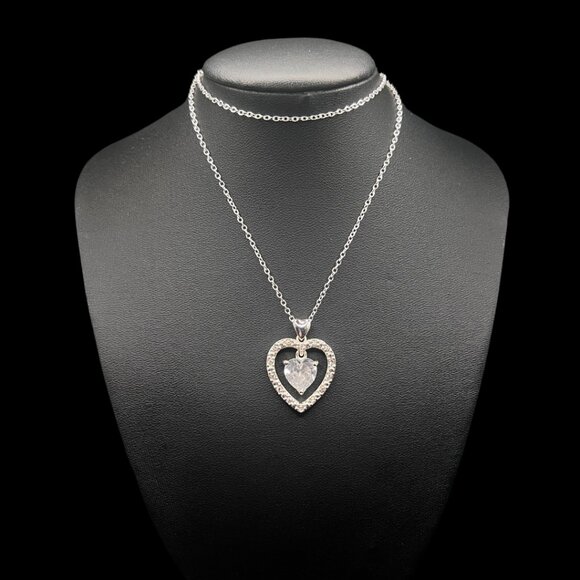 Vintage Avon Silver Triple Heart Pendant on Silver-Toned Chain - Picture 2 of 6